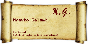 Mravko Galamb névjegykártya